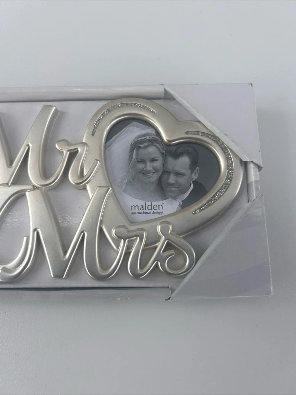 Malden Silver 'Mr & Mrs' Heart Photo Frame
